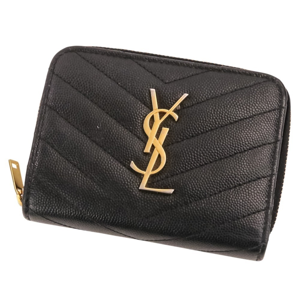 Yves Saint Laurent SAINT LAURENT PARIS Cassandra V-stitch Leather Bi-fold Wal...